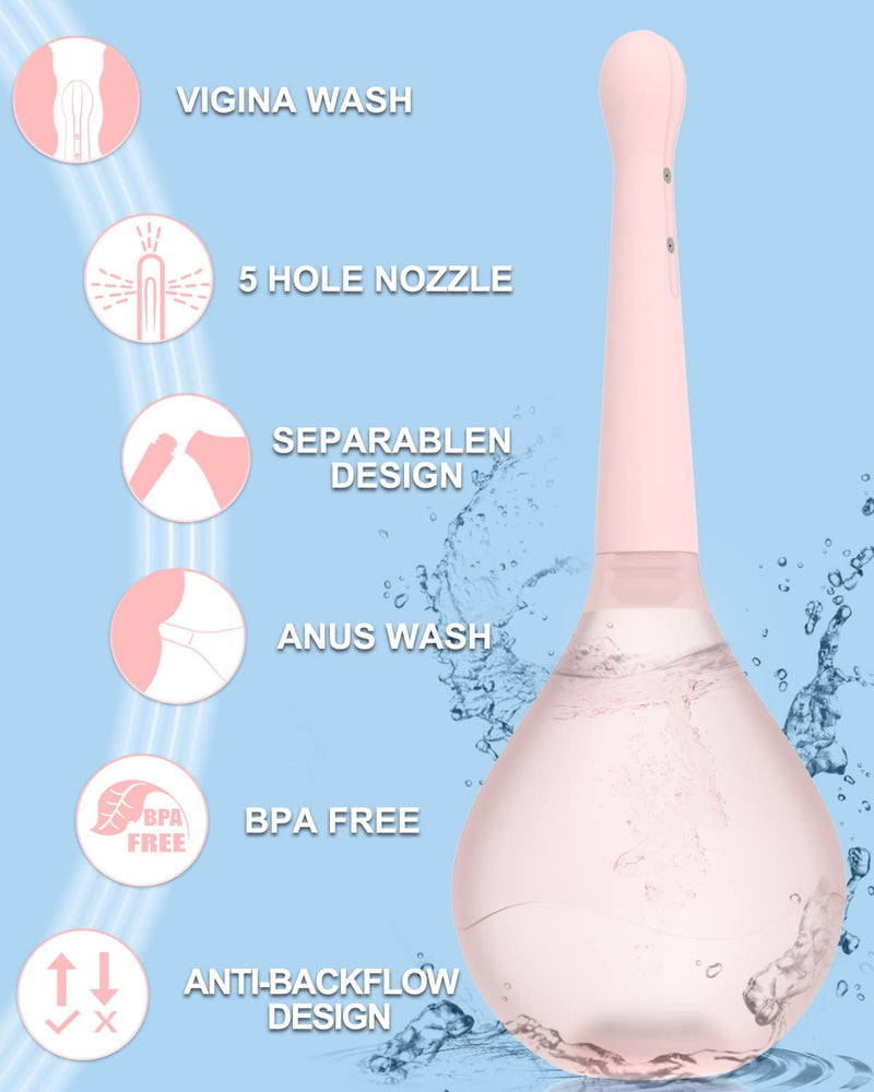 [Australia] - Enema Douche Anti Back-Flow, Amal Douche Bottle for Colon Cleansing Detox and Constipation, Anal Enema Bulb with 5 Spouts, Reusable Enima Vaginal Cleaner kit for Men Women (1Pink) 1Pink 