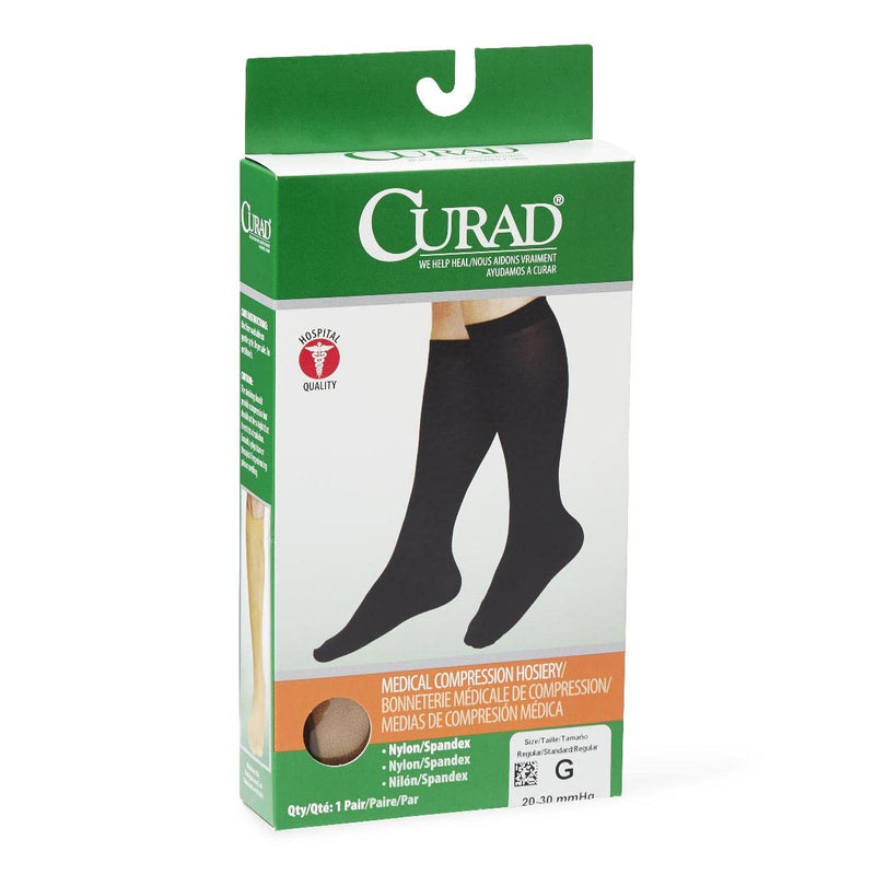 Medline CURAD Knee-High Compression Hosiery, 20-30 mm Hg, Tan, Size G, Regular Length, 1 Pair 4X-Large 20-30 mmHg