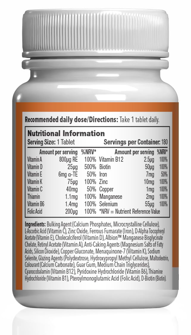 A to Z Multivitamins & Minerals for Individuals Aged 50 Plus | Supports Brain Health, Energy Levels, and Immunity | Vegetarian | 360 Easy-to-Take Tablets = 12 Months’ Supply | Made in The UK Unflavoured 360 count (Pack of 1)