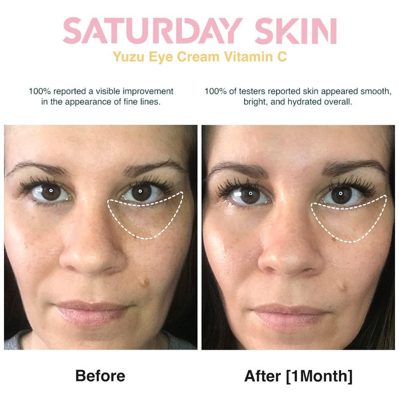 Saturday Skin Yuzu Eye Balm Vitamin C Illuminating Eye Cream | Korean Eye Cream with Niacinamide and Caffeine for Wrinkles, Puffy Eyes, Dark Circles and Hydration, 15ml