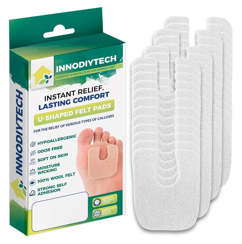 [Australia] - Corn plaster | Pressure sores plaster 48 units | Pressure points plaster feet U-shaped 3 mm. Spessor | corns | pressure plaster | pressure sores plaster | pressure protection rings | Permanently. 48 pcs. White 3mm 