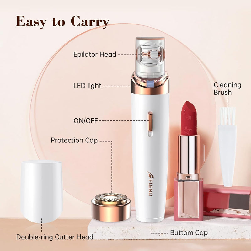 [Australia] - Epilator,2 in 1Epilator for Women Rechargeable,Womens Electric Shaver with LED Light,Hair Removal,Hair Removal for Women Legs/Face/Bikini/Arms,Smooth Epilator Trimmer Travel Kit Set,Simple to use White 
