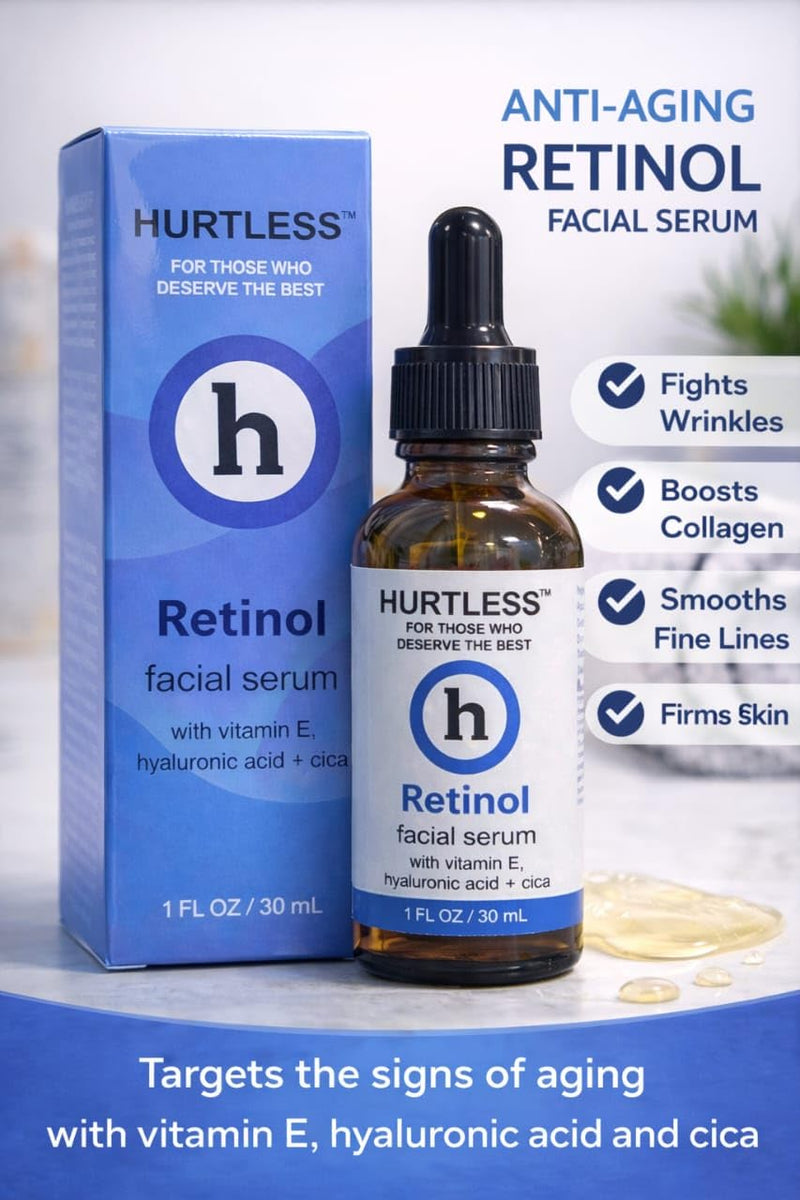 Retinol Face Serum with Hyaluronic Acid & Vitamin E – 1.01 fl oz/30 ml | 0.3% retinol serum with hyaluronic acid and vitamin E helps smooth fine lines, improve texture, and brighten uneven skin tone