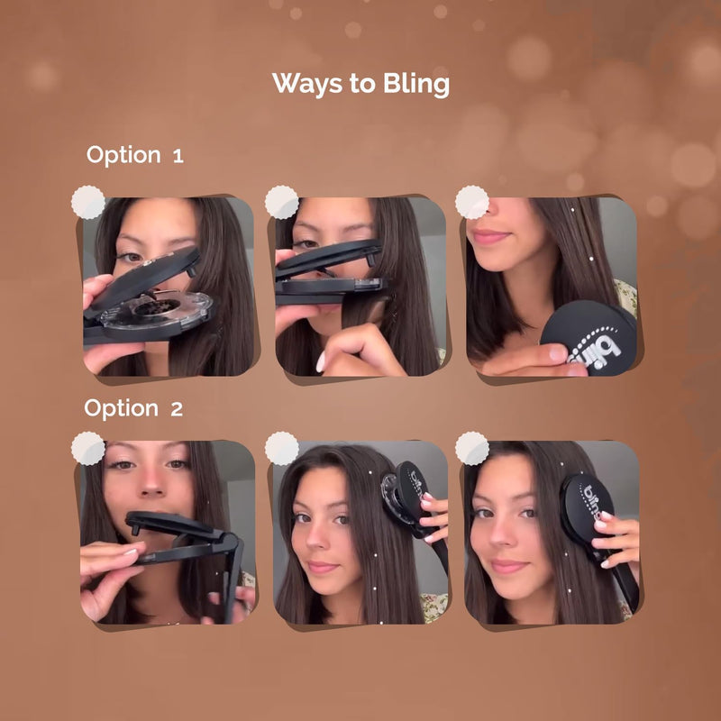 blinger® Starter Kit | Women's Hair Styling Tool + 75 Precision-Cut Glass Crystals | Bling in Seconds! Bedazzling Multi-Faceted Gems | Hair-Safe – Bling In Brush Out Women Starter Kit