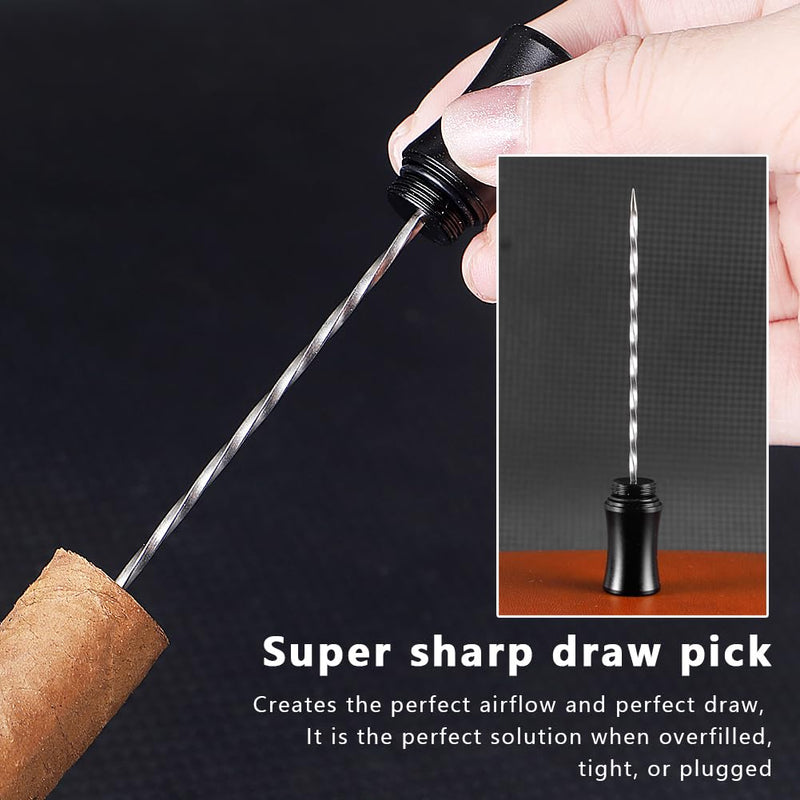 [Australia] - 3-in-1 Cigar Punch Tool Set with Cigar Punch(8mm), Cigar Draw Enhancer Cutter and Twin Nubber (Black) Black 