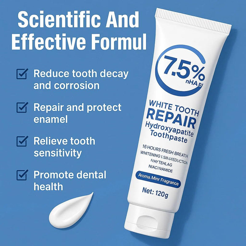 7.5% Hydroxyapatite Toothpaste – Fluoride-Free Whitening & Enamel Support, Gentle Nano Formula for Sensitive Teeth, Fresh Mint, Natural Daily Care 4.23 Ounce (Pack of 2)