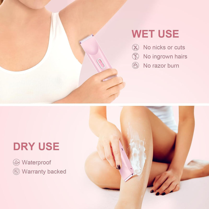 [Australia] - Bikini Trimmer for Women,2025 New Bikini Shaver,Electric Razor & Shaver with Dual Ceramic Blades,Painless Hair Removal,Rechargeable Razor Body Hair Trimmer for Wet & Dry Use 