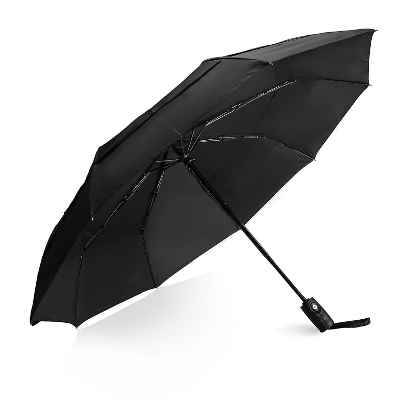 Windproof Compact Travel Umbrellas for Rain – Easy Auto Open Close, Automatic Durable Waterproof – Backpack, Portable, Lightweight Umbrellas for Travel 2xBlack