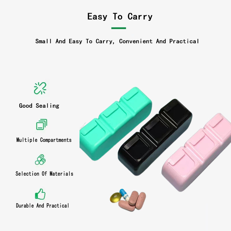 3 Pieces Pill Organizer, 3 Timer Daily Moisture Proof Pill Box Pocket Purse Portable Travel Vitamin Container Medicine Case 3pcs 3 Timer Daily Pill Case