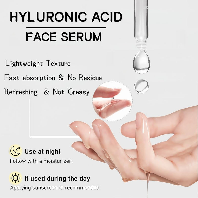 Hyaluronic Acid 2% + Vitamin B5 Face Serum, Moisturizing, Repairing Skin, Anti-aging, Soothing Dry Skin, Enhancing Skin Elasticity, Feminine Plump & Smooth Skin Facial Care Serum