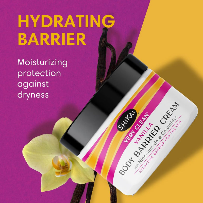 ShiKai Very Clean Moisturizing Body Barrier Cream (Vanilla, 4.5 oz) | Hydrating Barrier for the Skin | With Niacinamide, Ceramides, Shea Butter Vanilla