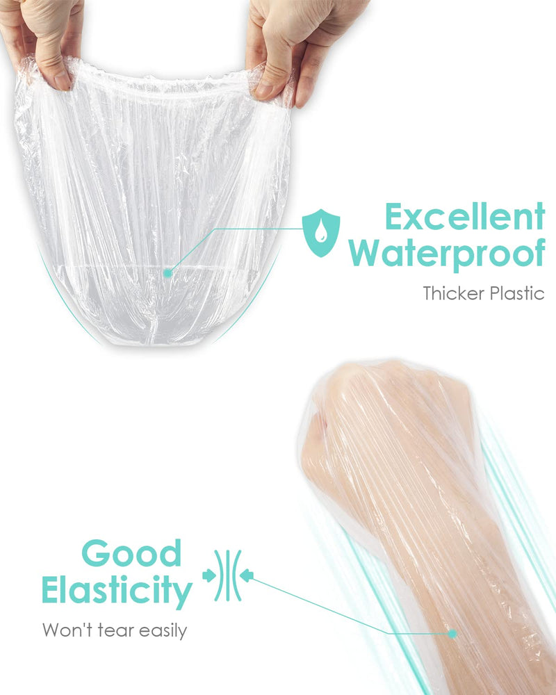 [Australia] - Auban 100PCS Disposable Shower Caps, Plastic Clear Hair Cap Large Thick Waterproof Bath Caps for Women, Hotel Travel Essentials Accessories Deep Conditioning Hair Care Cleaning Supplies(20.5") 100 pcs/20.5" (Pack of 1) 