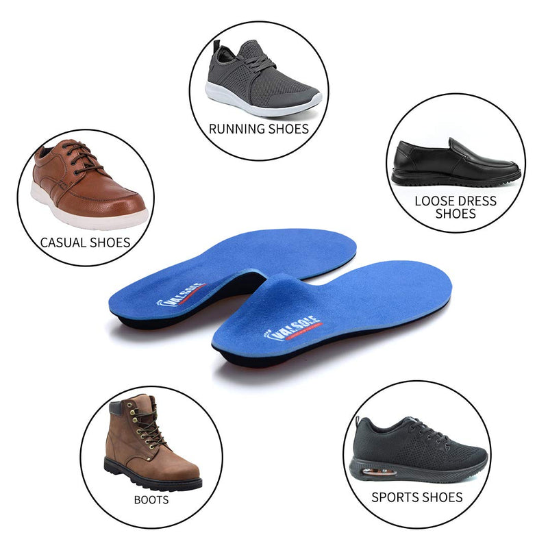 [Australia] - VALSOLE Orthopedic Insoles for Men and Women High Foot Support Soft Functional Shoe Insoles Insert for Flat Feet, Plantar Fasciitis, Foot Pain Dark Blue 44-45 EU 29cm 