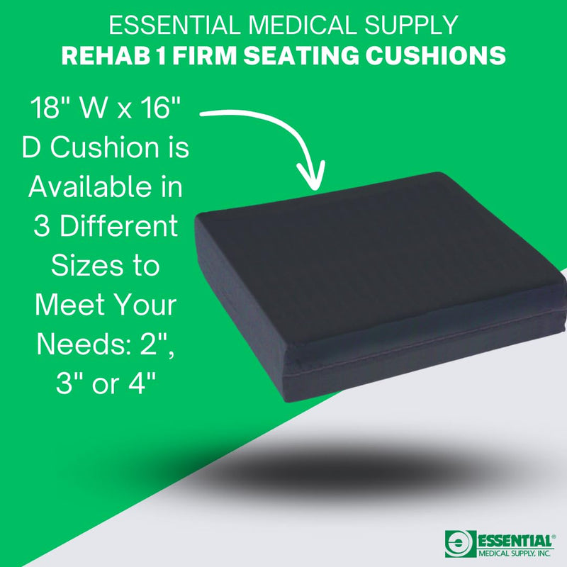 [Australia] - Essential Medical Supply Rehab 1 Foam Cushion - Extra Thick Seat Cushion for Office Chair, Wheelchair, and Car - Provides Additional Support and Pain Relief for Seniors - 18" x 16" x 4" 18x16x4 Inch (Pack of 1) 