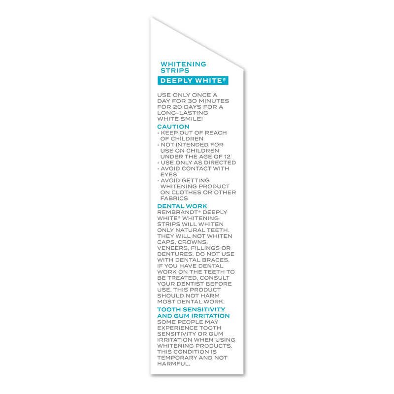 Rembrandt Teeth Whitening Strips, Deeply White, Enamel-Safe, 40 Whitening Strips (20 Treatments) 1 Count (Pack of 20)