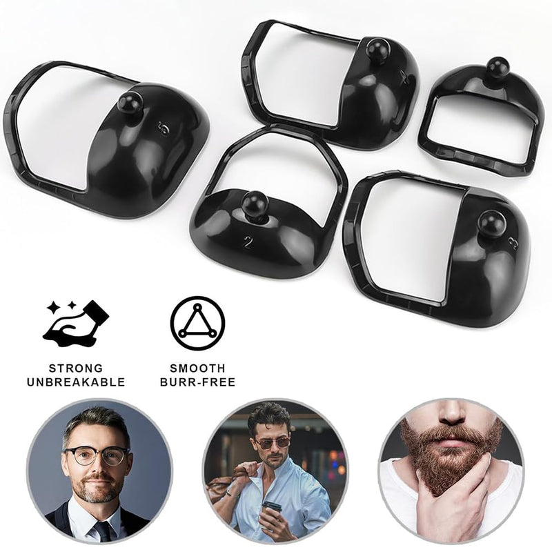 [Australia] - Beard Shaper Stencil Beard Shaping, Pack of 5 Tool Beard Styling Stencil, Beard Stencil Beard Shapes, Beard Shaping and Styling Tool, for Beard Comb Styling Tool Beard Care, Black Black 