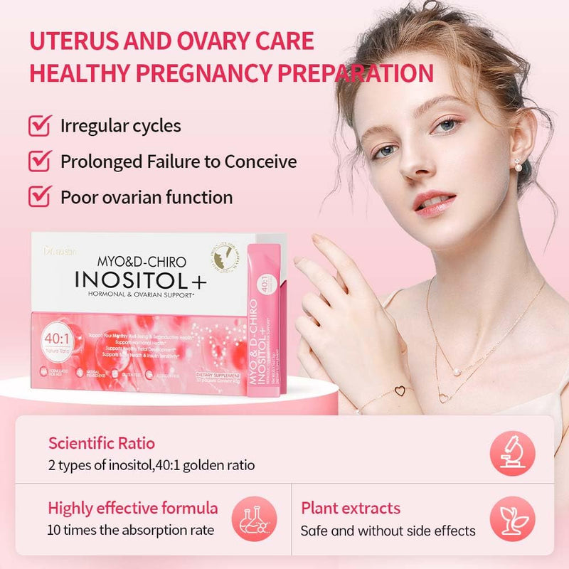DR.Austin Myo & D-Chiro Inositol Powder Supplement for Women, 40:1 Ratio for Hormone Balance, PCOS Support & Fertility with PQQ, Folate & Antioxidants, 30 Sticks(Sugar-Free, Easy Dissolve)
