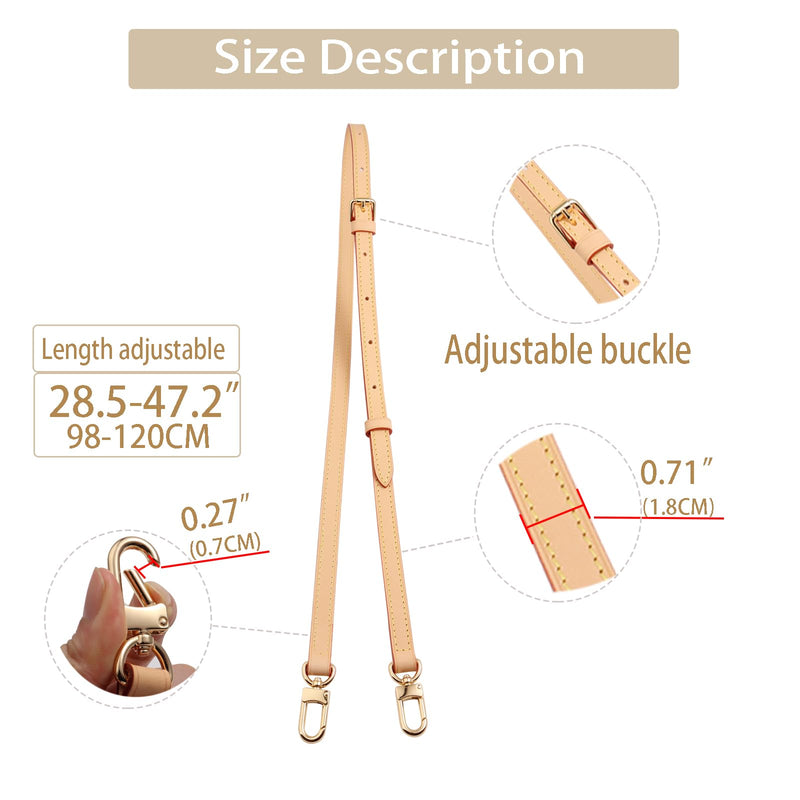Genuine Vachetta Leather Crossbody Strap Vachetta Leather Replacement Bags Strap Adjustable Shoulder Strap for Speedy 20 25 30(Apricot Width 0.71“ Adjustalbe) Apricot Width 0.71“ Adjustalbe