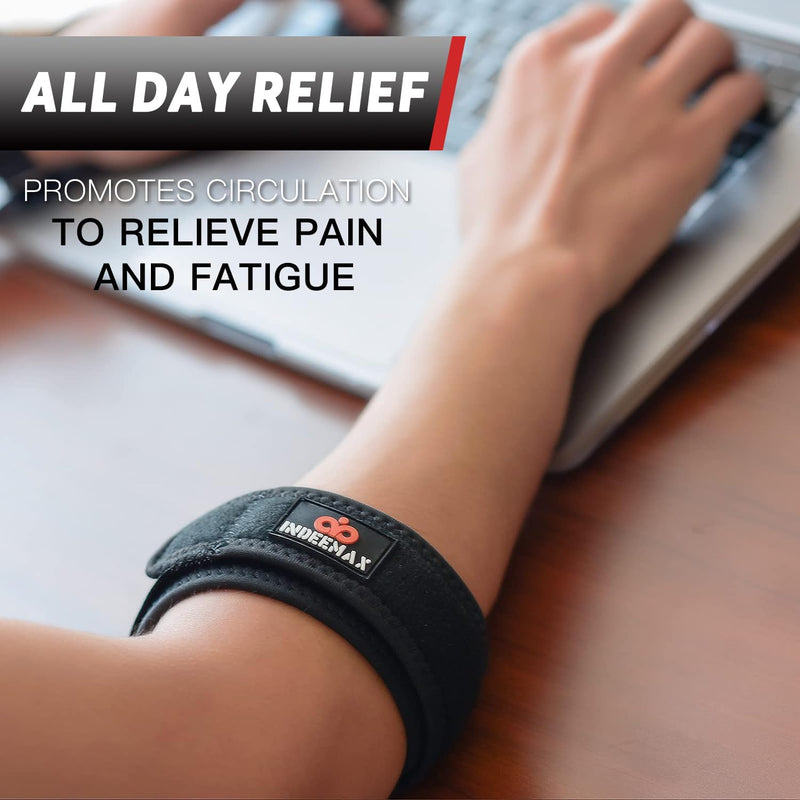 [Australia] - INDEEMAX 1 pack elbow bandage for men and women, compression bandage with EVA lining, adjustable elbow bandage for sports, tendonitis, arthritis, relieves the pain of tennis elbow, golfer's elbow, black 