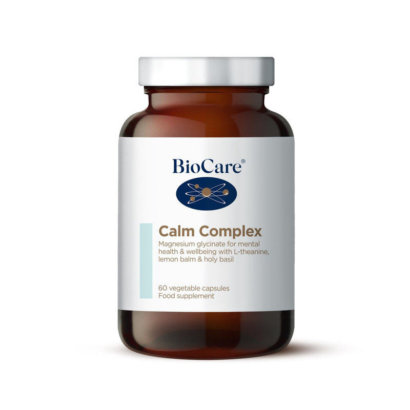 BioCare Calm Complex - Magnesium Glycinate with Lemon Balm, L-Theanine & Holy Basil for Nervous System & Fatigue Support - 60 Capsules