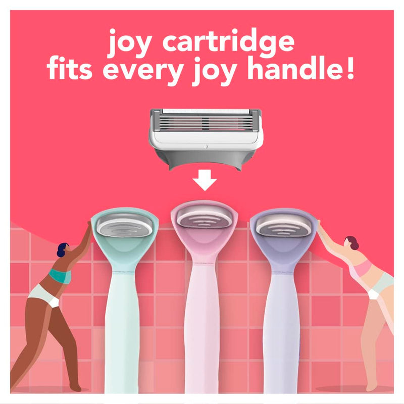 joy Razors for Women, 1 Handle, 8 Razor Blade Refills, Pink, Lubrastrip to Help Avoid Skin Irritation 1 handle + 8 refills