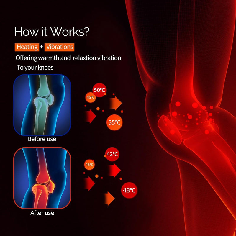 [Australia] - LIARTY Knee Massager Joint Pain Relief 3 Heat Levels, Red Light Knee Massager, Wireless Knee Massager with Heat and Vibration Massage for Relief, Silver Silver 
