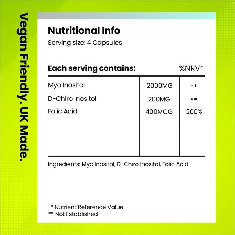 PCOS Complex 2200mg | High Strength Myo-Inositol, D-Chiro Inositol & Folic Acid | 60 Vegan Capsules | Supports Hormonal Balance, Ovulation, Fertility & Weight | UK-Made | Fitimins