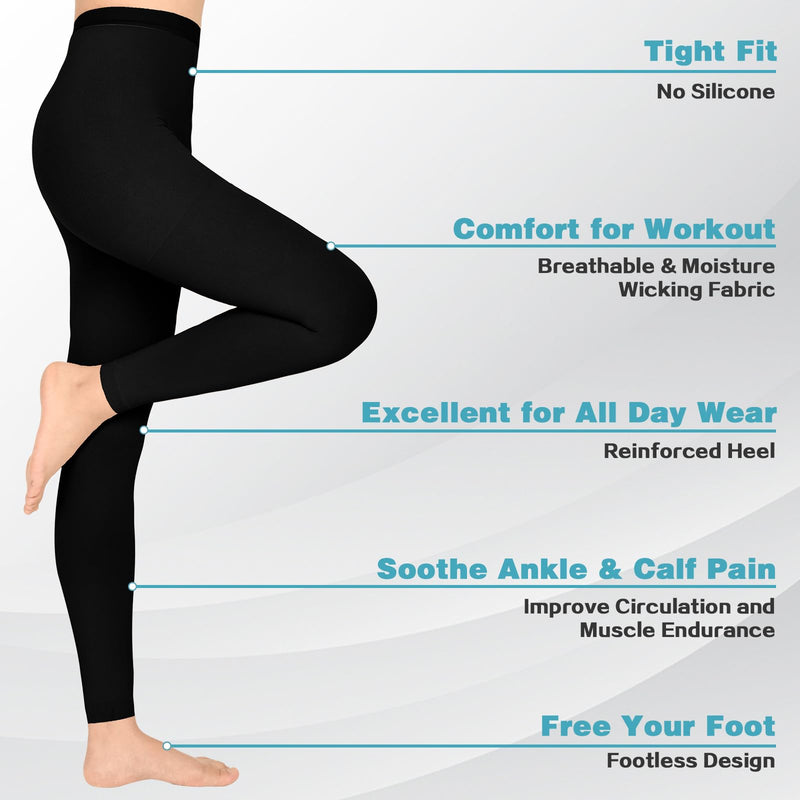 [Australia] - 20-30 mmHg Compression Pantyhose for Women, Footless Medical Compression Stockings, Waist High Opaque Compression Tights for Edema, Varicose Veins, Swelling, Pregnant, Teacher, Doctor Black1 M 