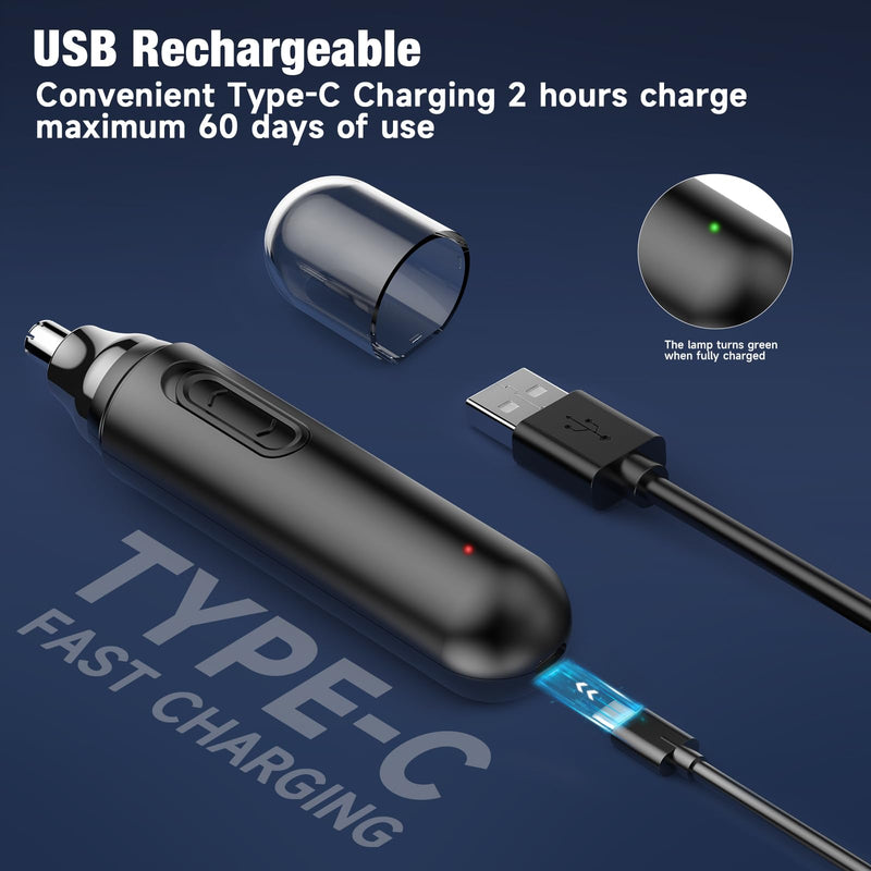 [Australia] - Nose hair trimmer nose hair trimmer men's USB eyebrow razor: iFanzeTech painless ear | Nose trimmer men and eyebrow trimmer, rechargeable dark black 