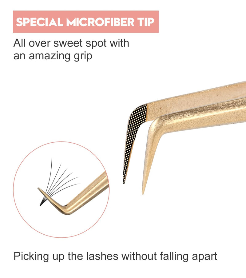 [Australia] - Ms.Queen Lash Tweezers Set,Professional 4Pcs 45 90 Degree Curved and Isolation Lash Tweezers for Eyelash Extensions 4PCS SET M018b4 