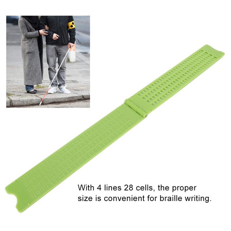 Braille Writing Slate and Stylus, Portable Plastic Braille Learning Tool, 4 Lines 28 Cells for Braille Education and Writing Practice