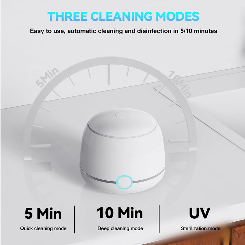 [Australia] - Ultrasonic Retainer Cleaner Machine Pro, Quickly Completes Denture Brushing and Bathing, Deep Cleaning, and Effectively Prevents Aligner Discoloration - White 