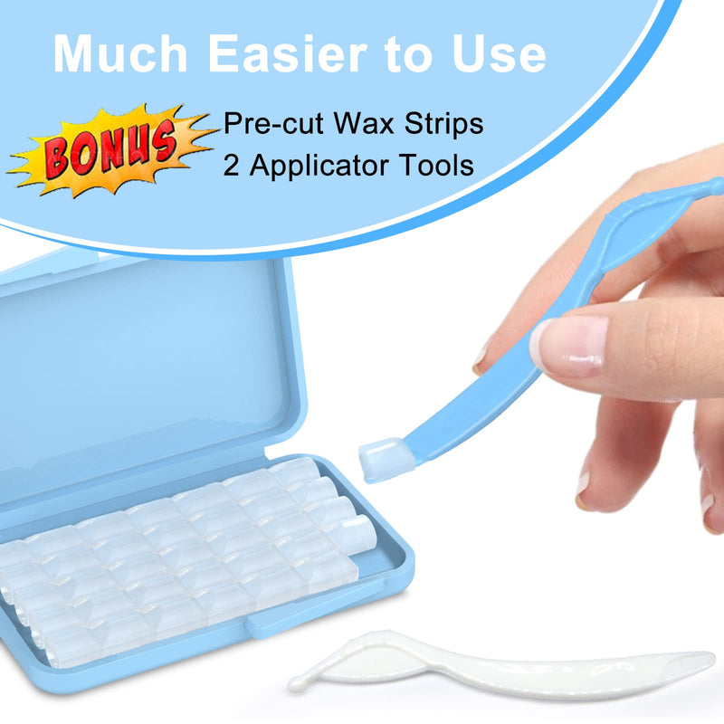 [Australia] - Braces Wax, 10 Pack 50 Precut Wax Strips 350+ Dots, Blue Cases. Includes Storage Box & 2 Applicator Tools, Food-Grade Premium Dental Wax for Braces & Aligners- Stick Better (Mint+Aloe Vera +Vitamin E) 