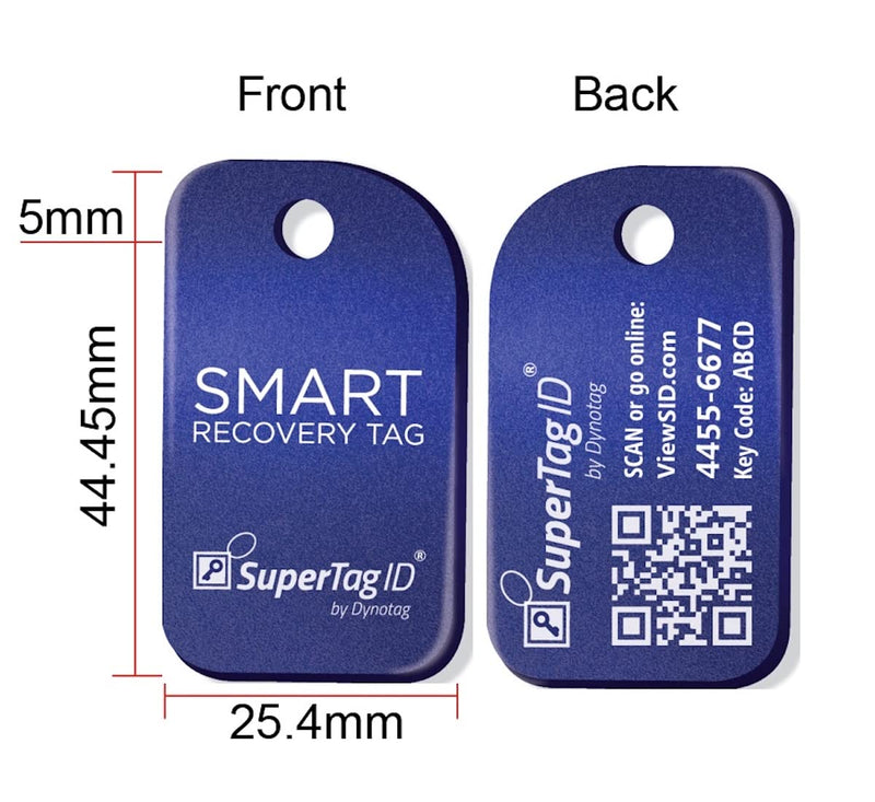 Dynotag® Sentry Series Solid Metal Web Enabled Smart Luggage ID Tag + Keychain Tag (Blue Bundle)