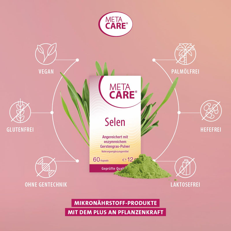 [Australia] - META CARE Selenium - With high-quality barley grass extract - Ideal for increased selenium requirements - High bioavailability - Vegan - 60 capsules 
