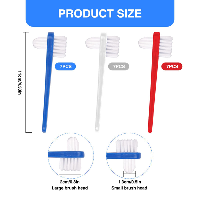 [Australia] - 21 Pcs Dual Headed Denture Brush, Portable Denture Toothbrush for False Teeth, Retainer Cleaner Brush 
