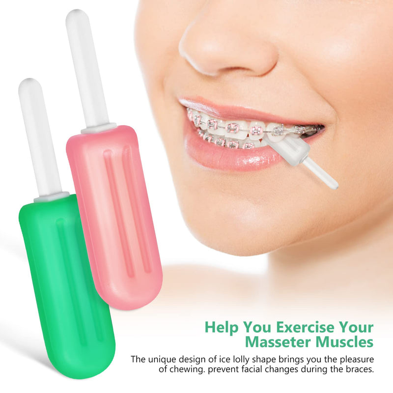 Operitacx Silicone Chewies for Braces 6Pcs Popsicle Shape Orthodontic Aligner Chewable Tablets with Handle for Masseter Muscle Exercise and Portable Use