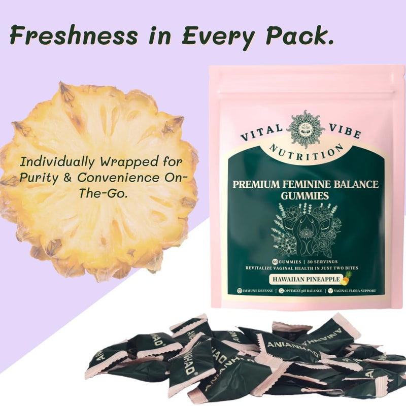 Women Probiotic Gummies for Intimate and Digestive Health - Vaginal Feminine Balance Gummies for Women of All Ages - Immune Support & PH Balance - Hawaiian Pineapple Flavor - Vegan 60pcs