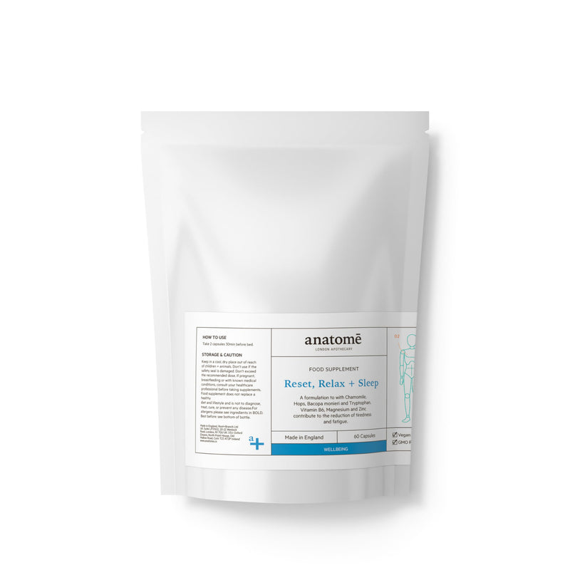 ANATOME Reset, Relax + Sleep – Magnesium Glycinate Sleep Supplement | Vitamin B6 & Zinc | Natural Sleep Aid for Adults | Magnesium Supplements for Sleep & Relaxation, 60 Vegan Capsules Refill