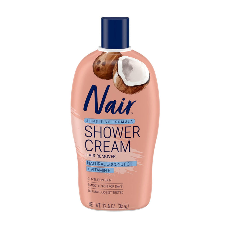 [Australia] - Nair Sensitive Formula Shower Cream Hair Remover with Coconut Oil and Vitamin E, 12.6oz 