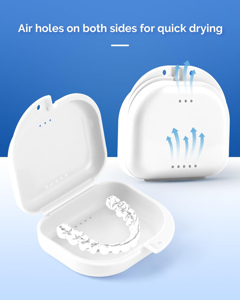 [Australia] - JMU Retainer Case with Vent Holes, Mouth Guard Case with Tight Snap Closure (White/Black) White/Black 