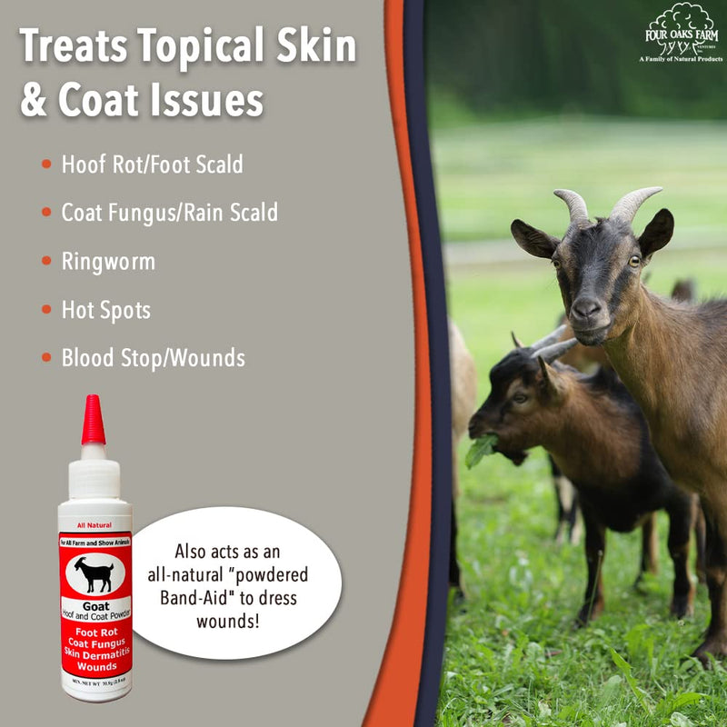 Goat Hoof & Coat Powder - Wound Care, Heals/Prevents Foot Rot, Skin Problems - All Natural, Non-Caustic, Easy to Use (2.5 oz) 2.5OZ