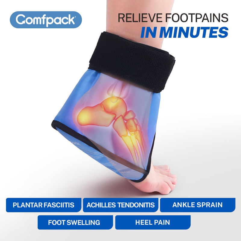 Shin Splint Ice Pack Cold Hot Compression Reusable Gel for Calf & Heel Ice Pack for Plantar Fasciitis Relief, Ankle Foot Ice Pack Wrap for Swelling