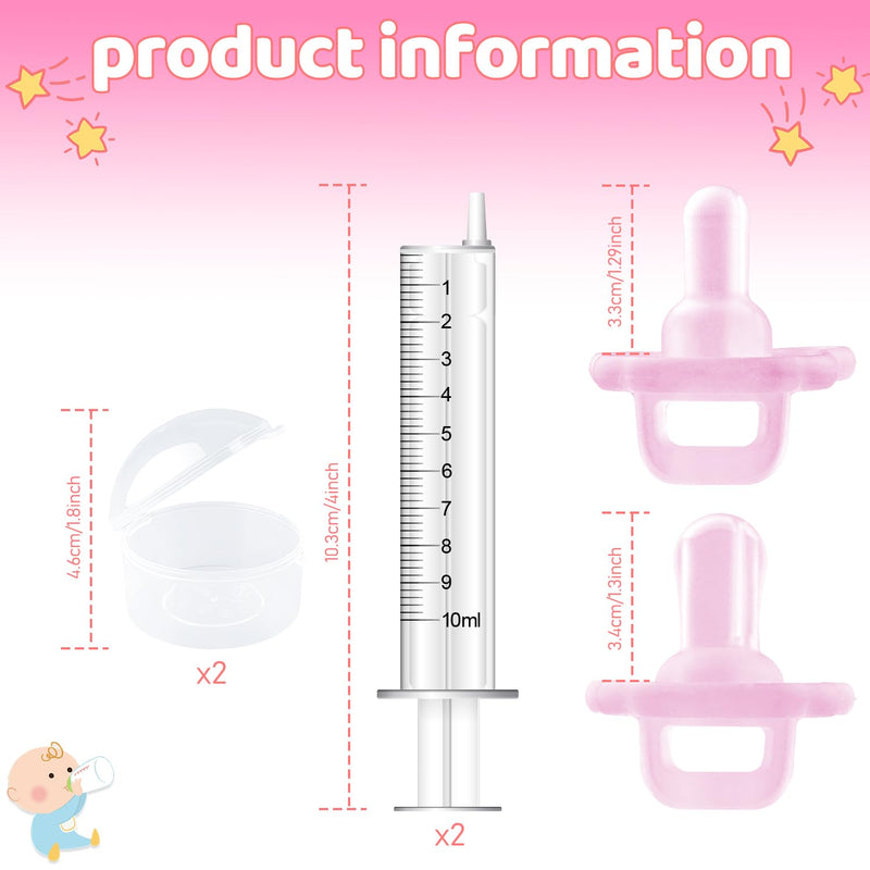 [Australia] - Baby Medicine Dispenser, Baby Medicine Syringe, 0 Months and up Baby Pacifiers, 100% Silicone Pacifiers, BPA-Free (Pink) Pink 