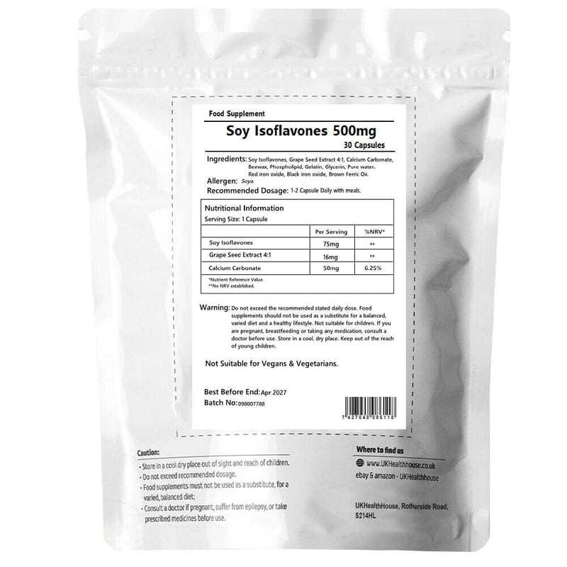 UKHealthHouse Super Strength Soy Isoflavones Complex Capsules 500mg x 30