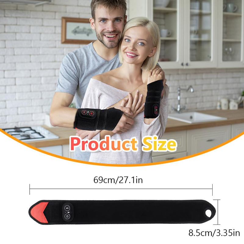 Joyzan Cordless Wrist Heating Pad, Heated Relief Wrap Warmers Rechargeable | Men Women Left Right Hand Hot Massage Brace 3 Adjustable Heat Levels 3 Vibrations Mode Settings Gifts Dad Mom Arm Leg