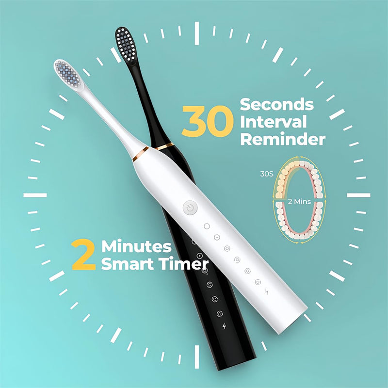 JIMBOBO 2024 Upgraded Electric Toothbrush for Teen Boys Girls USB Rechargeable Sonic Toothbrush with 8 Brush Heads 42000 VPM Whitening 6 Cleaning Modes 2 Min Smart Timer 60 Days Endurance (White) White-x3 1 Count (Pack of 1)