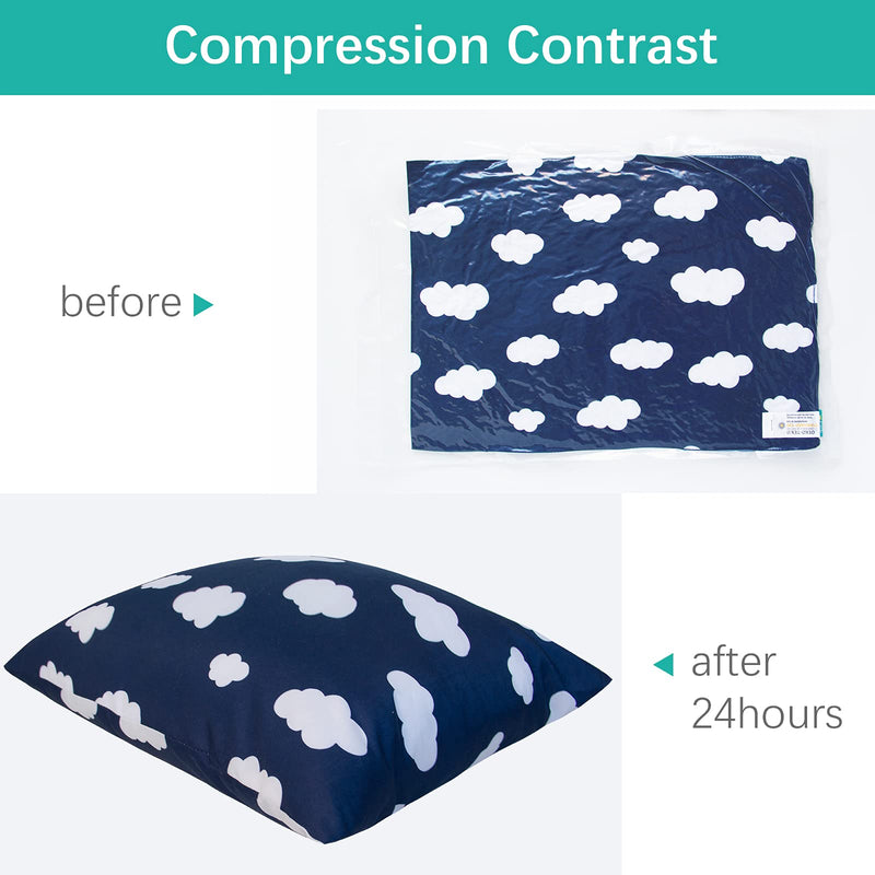 [Australia] - Toddler Pillow for Sleeping, Kid Pillow 14" x 19" for Small Travel Bed, Nap Pillow for Crib, Soft & Skin-Friendly Small Pillows for Sleeping, Toddler Use Only, Age 2 to 5 (Navy Cloud) 14 x 19 Inch Navy Cloud 1 