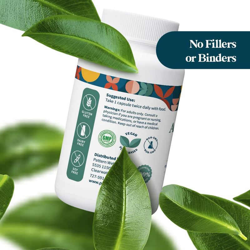 [Australia] - Pattern Wellness Ashwagandha Complex for Men & Women - KSM-66 & Black Pepper Extract - Whole Body & Heart Health - Supports Stress & Mood - Non-GMO - 60 Vegan Capsules 60 Count (Pack of 1) 