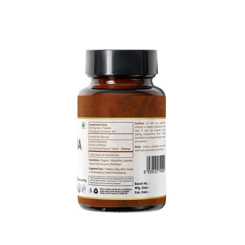 [Australia] - Manjistha 120 Tablets | Rubia Cordifolia (Manjistha) | USDA Organic Certified | Supports Lymphatic Health* | Dietary Supplement - 120tab 1 